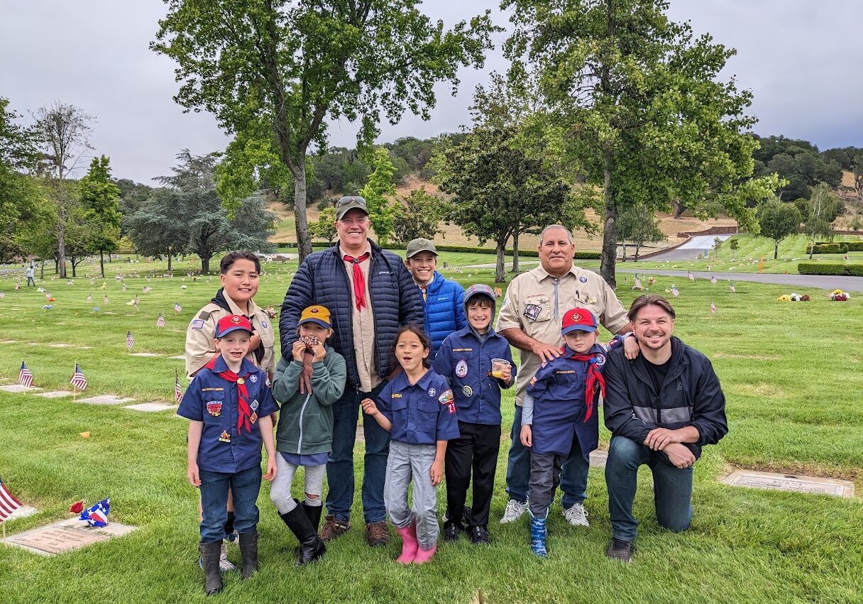 Cub Scouts honoring those that served on Memorial Day