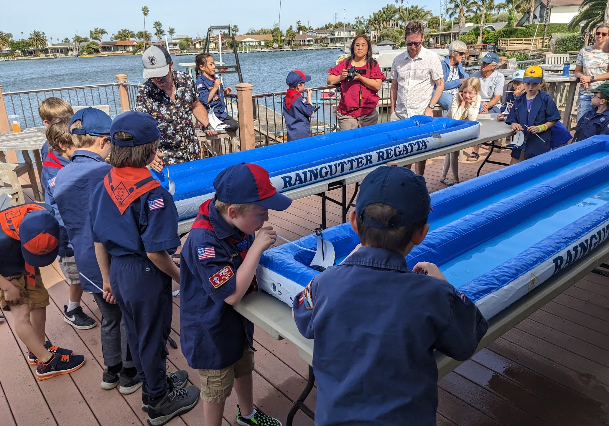 Cub Scouts at Rain Gutter Regatta race